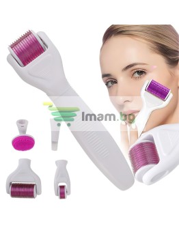 DERMA ROLLER за микроиглена мезотерапия лице, шия и тяло, комплект 6в1